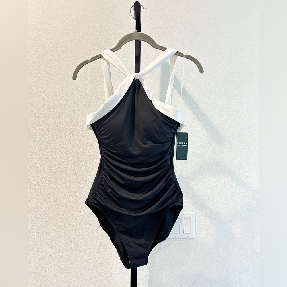 LAUREN Ralph Lauren Bel Air High Neck One-Piece Swimsuit, Size 8, New with Tag - Picture 3 of 11